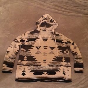 Tribal print sweater with hood